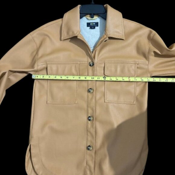 Anthropologie Maeve Faux Leather Camel/Tan Oversized Jacket Shirt NWOT - Picture 15 of 16